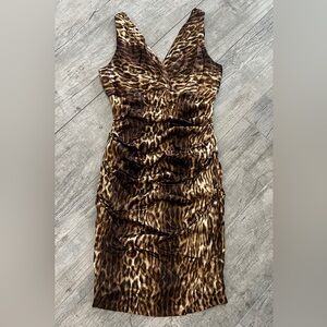 Y2K Cache Bodycon Animal Print Midi Dress Sz 10 LIKE NEW